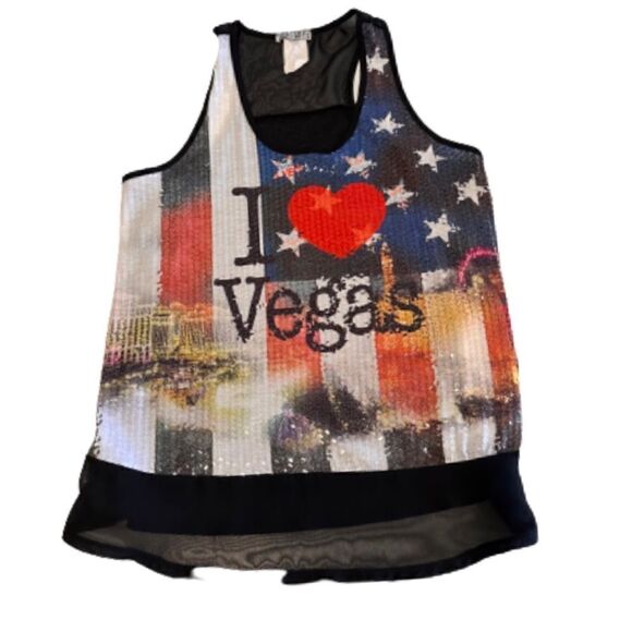 Love Amour I Love Vegas sequin front, sheer hem line. - Picture 2 of 6